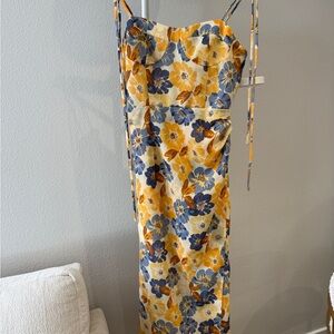Floral Yellow and Blue Women's Dress